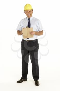 Portrait Of A Foreman Writing On A Clipboard