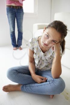 Young girl in trouble with mother