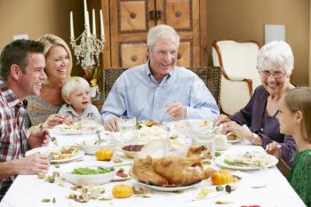 Multi Generation Family Celebrating Thanksgiving