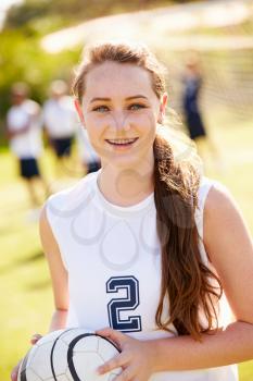 Portrait Of Player In Female High School Soccer Team