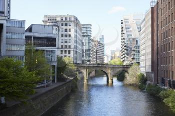Manchester, UK - 4 May 2017: River Irwell Running Through Manchester City Centre