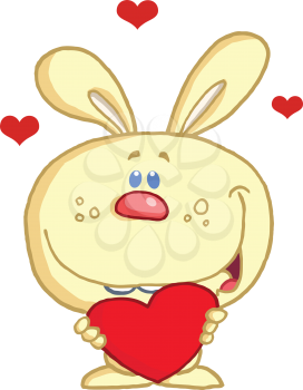 Royalty Free Clipart Image of a Yellow Valentine Bunny