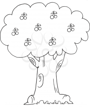 Royalty Free Clipart Image of a Tree With Cherries