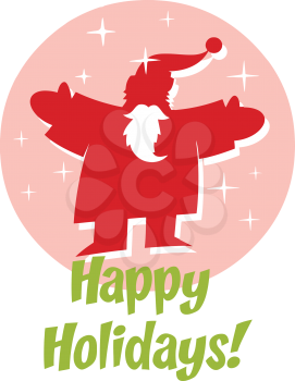 Royalty Free Clipart Image of Santa in a Pink Circle