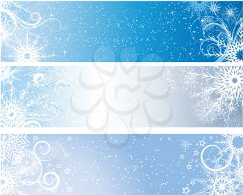 Winter themed banners with snowflakes and stars