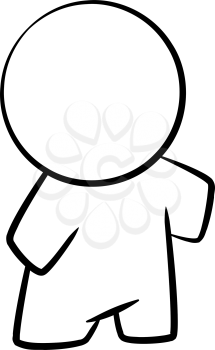 Line drawing of a simple cartoon person. 