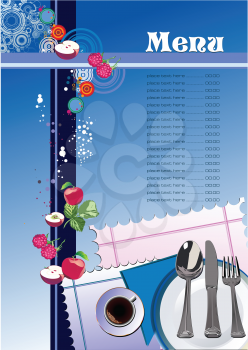 Royalty Free Clipart Image of a Menu With a Table Setting at the Bottom