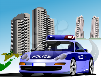 Dormitory and police. Vector illustration