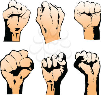 Six Struggle Hand Symbols. Vector Illustration