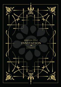 
Invitation vintage card. Wedding or Valentine`s Day. Vector illustration