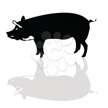 Royalty Free Clipart Image of a Pig Silhouette