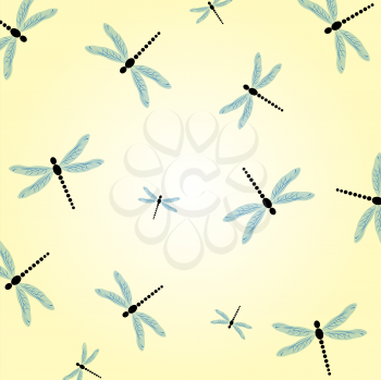 Seamless background with dragonflies