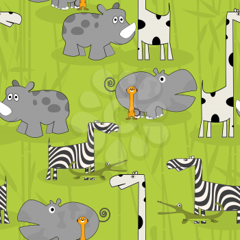 Cartoon animals tile pattern, seamless background design