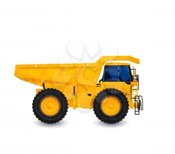 Watercolor dump truck over white background