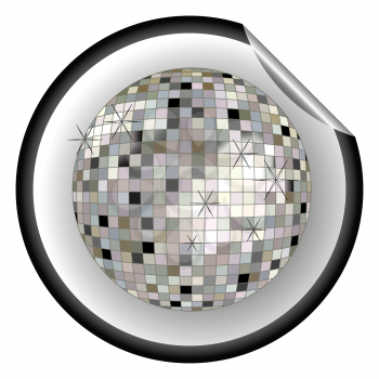 Royalty Free Clipart Image of a Disco Ball Sticker