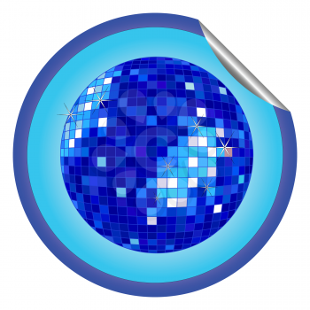 Royalty Free Clipart Image of a Blue Disco Ball Sticker