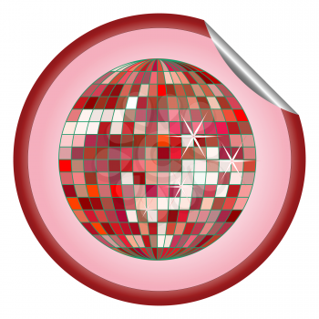Royalty Free Clipart Image of a Red Disco Ball Sticker