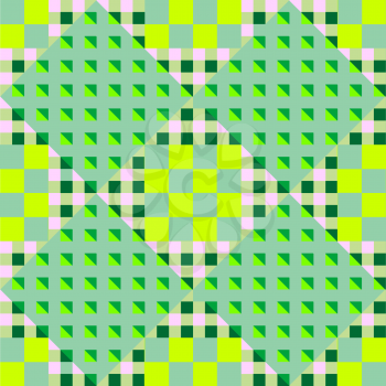 Royalty Free Clipart Image of a Geometric Green Background With Diamonds