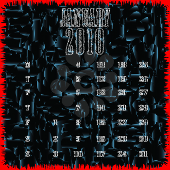 Royalty Free Clipart Image of a January 2010 Calendar