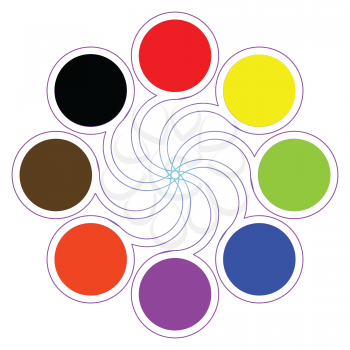Royalty Free Clipart Image of a Basic Colours on a Palette Wheel