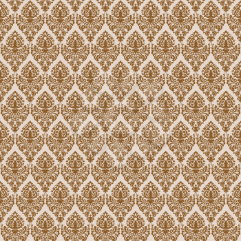brown damask seamless texture, abstract pattern; vector art illustration