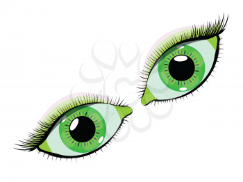 green eyes against white background, abstract vector art illustration