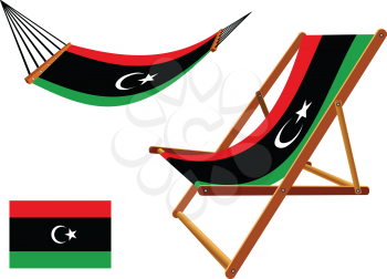 libya hammock and deck chair set against white background, abstract vector art illustration