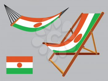 niger hammock and deck chair set against gray background, abstract vector art illustration