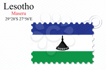 lesotho stamp design over stripy background, abstract vector art illustration, image contains transparency