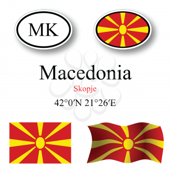 macedonia icons set against white background, abstract vector art illustration, image contains transparency