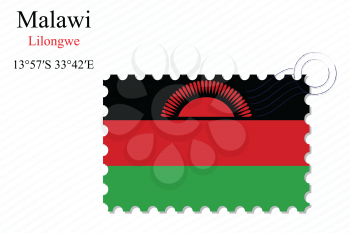 malawi stamp design over stripy background, abstract vector art illustration, image contains transparency