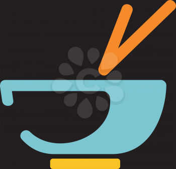 Royalty Free Clipart Image of a Bowl With Chopsticks