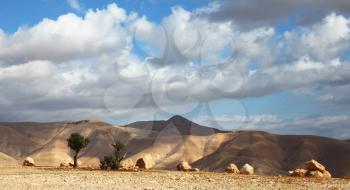 Magnificent transparent day in Judean desert. Easy shades from clouds on soft hills