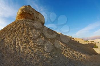 Natural rock Sphinx of sandstone in the desert near the Dead Sea in Israel 