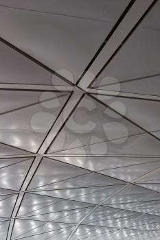  The Ceiling from the polished metal at the airport of Hong Kong     