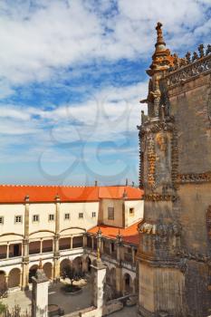  Beautifully decorated facades quadrangular palace, surrounding patio. The monastery-fortress of the Knights Templar.