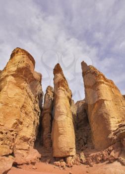 Columns of tsar Solomon - huge rocks of the freakish form in Park Timna in Israel