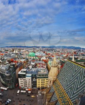 Lovely Vienna from a height bell tower of St. Stephen