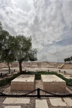  Kibbutz Sde Boker in the Negev desert.  Memorial Cemetery of the founder of Israel, David Ben Gurion and his wife Poline