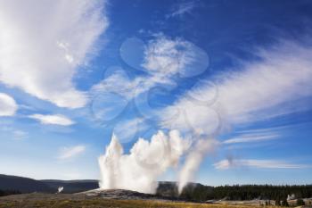 Boiling geothermal geyser in most well-known park of the world - Yellowstone national park