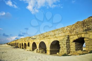 The aqueduct of the Roman period at coast of Mediterranean sea 
