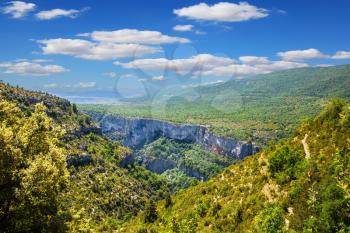 The biggest mountain canyon in Europe in the spring. Canyon of Verdon, Provence