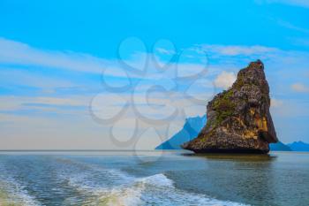  Fantastic beauty island-rock in the southern seas. The photo was taken from a fast sailing boat. Island Sail in the Andaman Sea