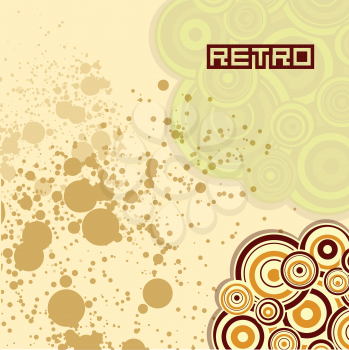 Royalty Free Clipart Image of a Background With Circles, Spatters, and the Word Retro