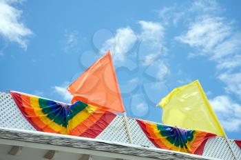 Royalty Free Photo of Colourful Flags and Drapings