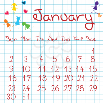 Royalty Free Clipart Image of a January Calendar