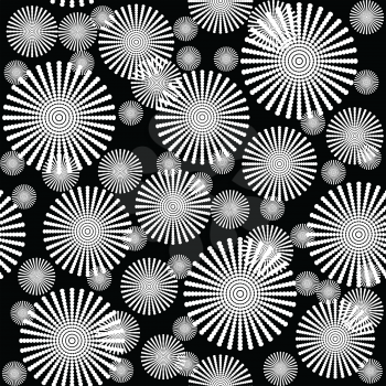 Black and white floral background, seamless pattern