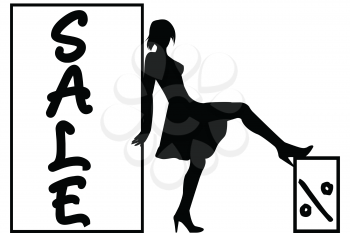 Sale announcement with sext woman silhouette