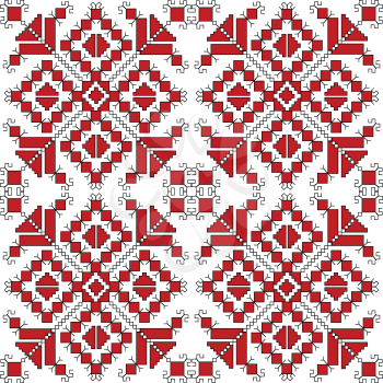 Red and black ethnic ornaments over white background