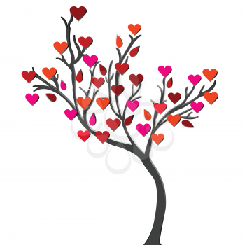 Card with love tree over white background